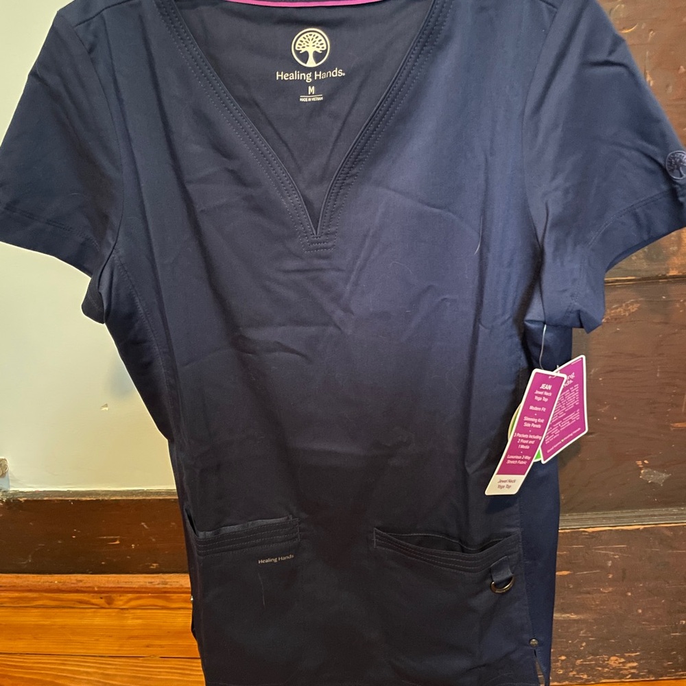 Healing Hands Navy Scrub Top